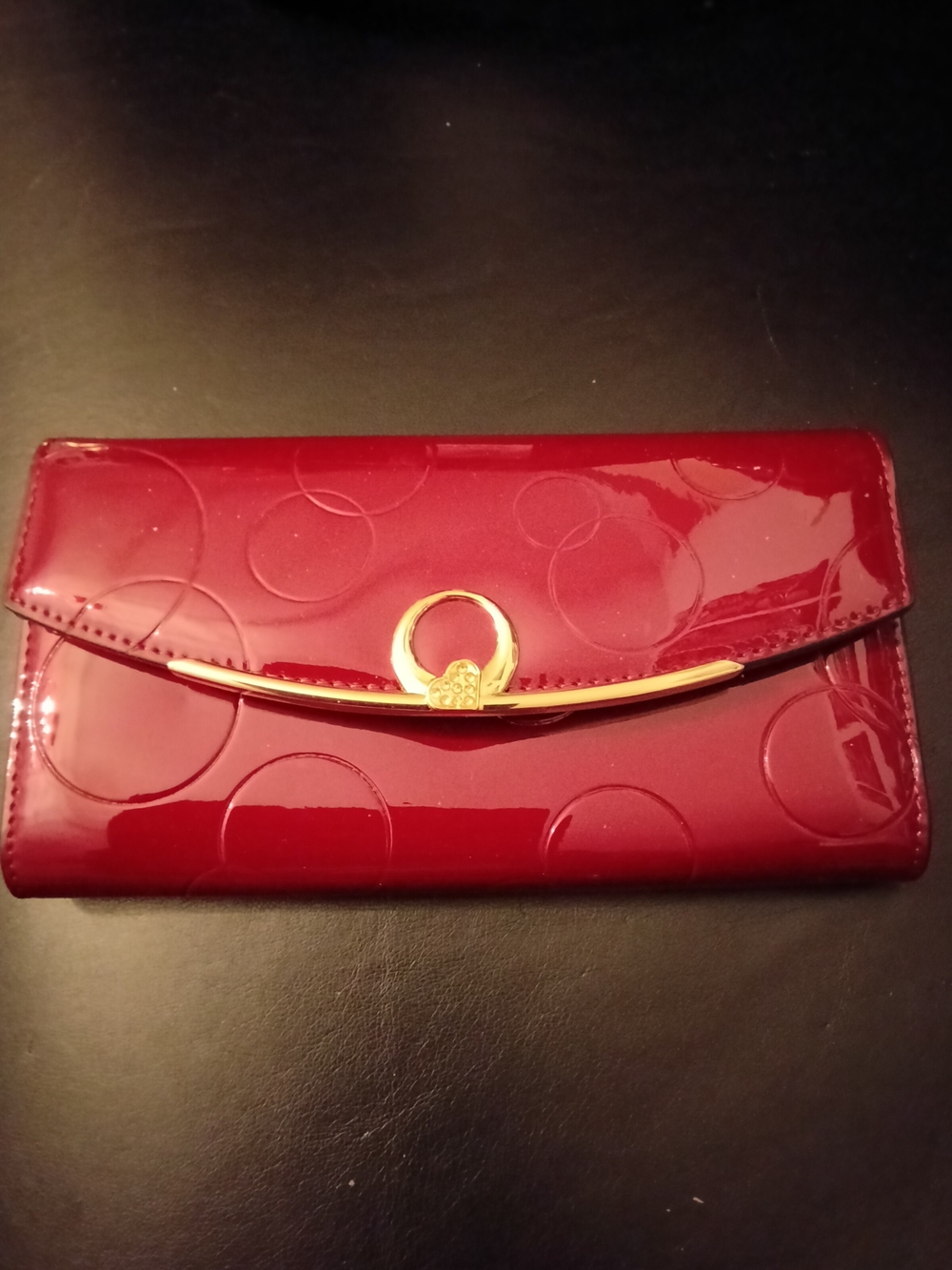 Marlekarida Patent Leather Envelope Wallet -RFID Protection -Burgundy NWOT